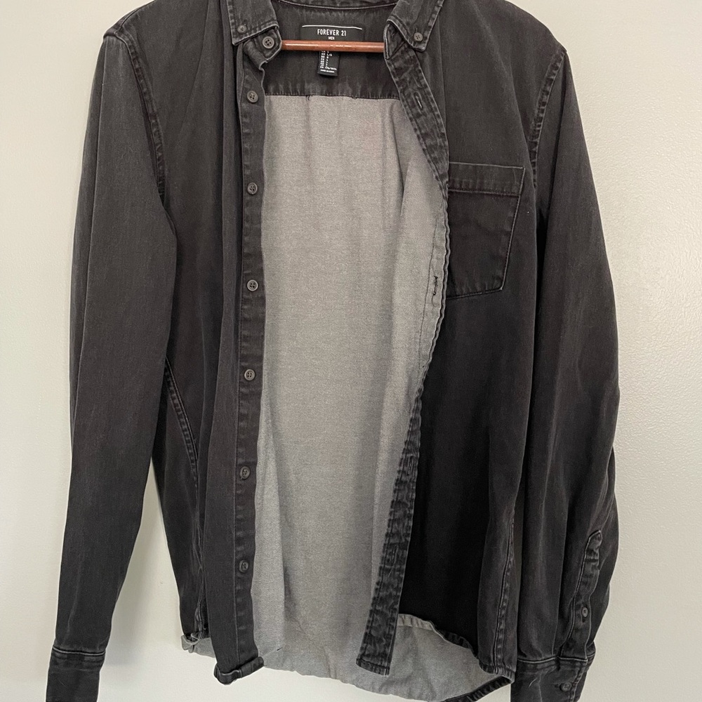 Forever 21 black denim button up